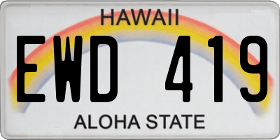 HI license plate EWD419