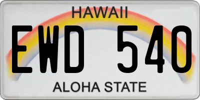 HI license plate EWD540