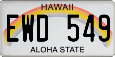 HI license plate EWD549