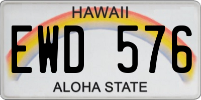 HI license plate EWD576