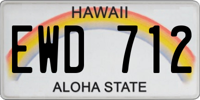 HI license plate EWD712