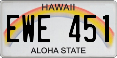 HI license plate EWE451