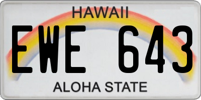 HI license plate EWE643