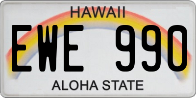 HI license plate EWE990