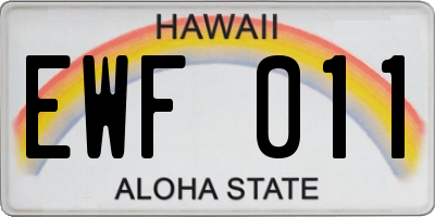 HI license plate EWF011