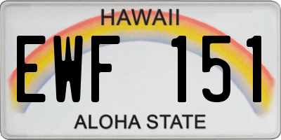 HI license plate EWF151