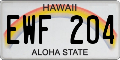 HI license plate EWF204