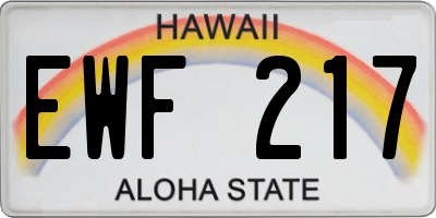 HI license plate EWF217