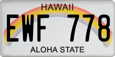 HI license plate EWF778