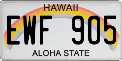 HI license plate EWF905