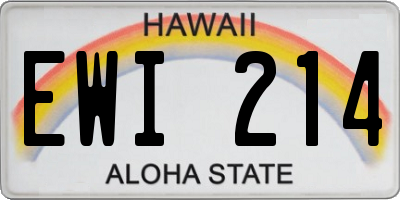 HI license plate EWI214