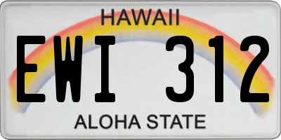 HI license plate EWI312