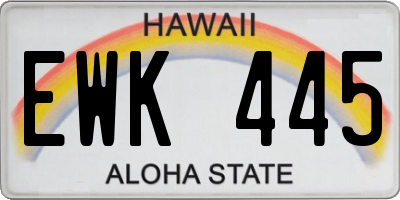 HI license plate EWK445