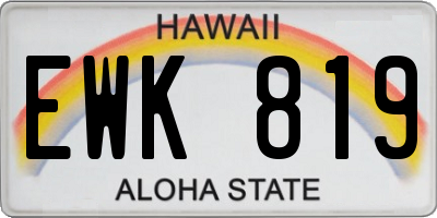 HI license plate EWK819