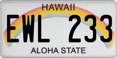 HI license plate EWL233