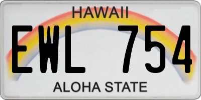 HI license plate EWL754
