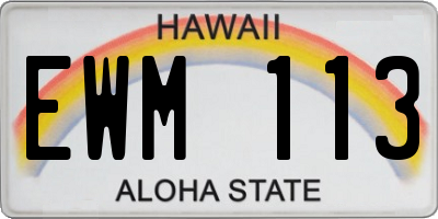 HI license plate EWM113