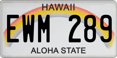 HI license plate EWM289