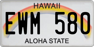 HI license plate EWM580
