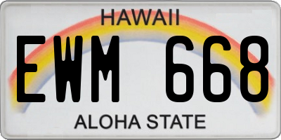 HI license plate EWM668