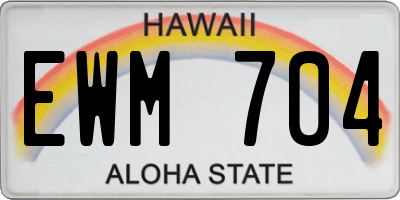 HI license plate EWM704