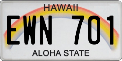 HI license plate EWN701