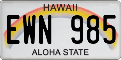 HI license plate EWN985