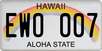 HI license plate EWO007