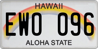 HI license plate EWO096