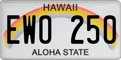 HI license plate EWO250