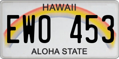 HI license plate EWO453