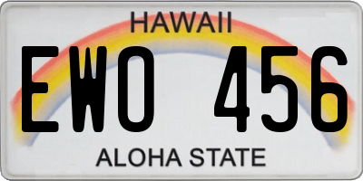 HI license plate EWO456