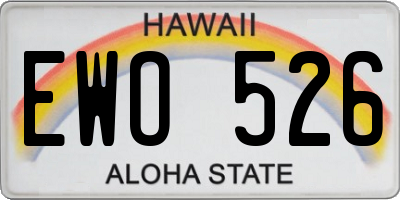 HI license plate EWO526