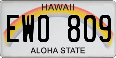 HI license plate EWO809