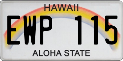 HI license plate EWP115