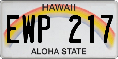 HI license plate EWP217