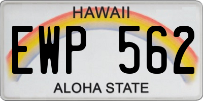 HI license plate EWP562