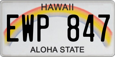 HI license plate EWP847