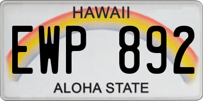 HI license plate EWP892