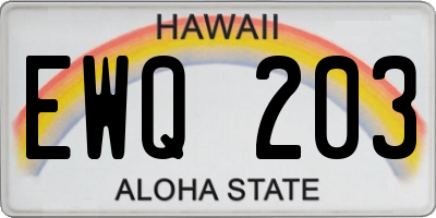 HI license plate EWQ203