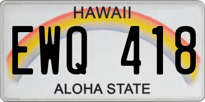 HI license plate EWQ418