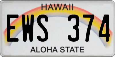 HI license plate EWS374
