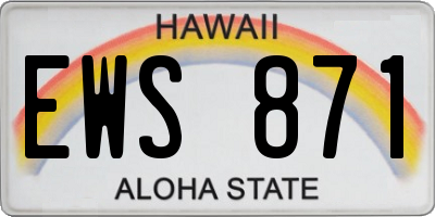HI license plate EWS871