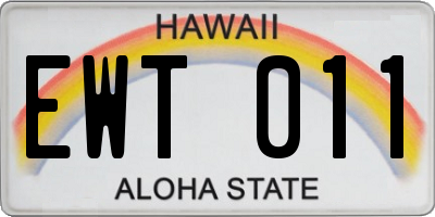 HI license plate EWT011