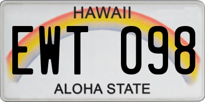 HI license plate EWT098