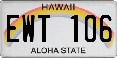 HI license plate EWT106