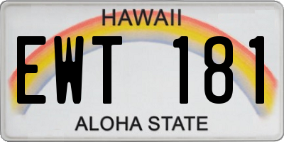 HI license plate EWT181