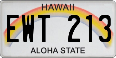 HI license plate EWT213