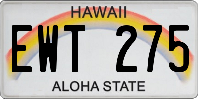 HI license plate EWT275