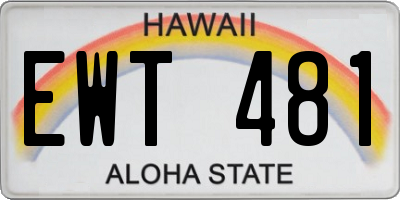 HI license plate EWT481